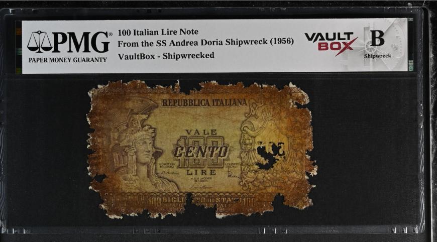 Andrea Doria 100 Italian Lire Note PMG Shipwreck "B" Front