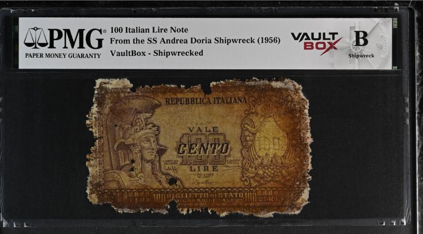 Andrea Doria 100 Italian Lire Note PMG Shipwreck "B" Front