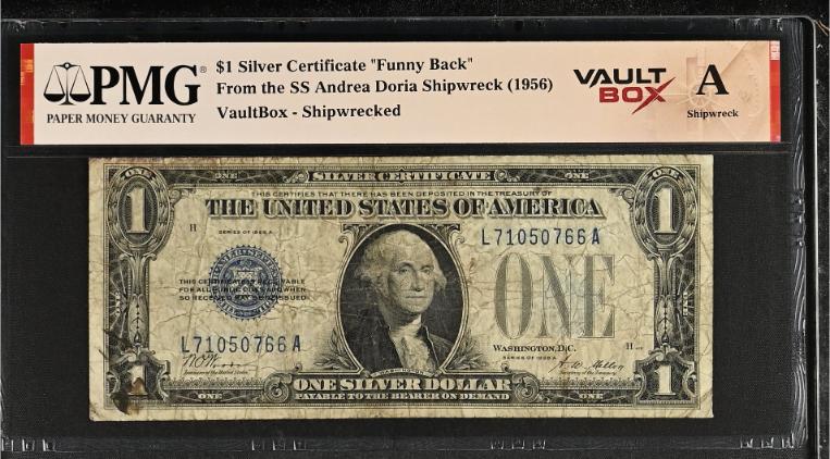 Andrea Doria 1928 $1 Funnyback Silver Certificate Note PMG Shipwreck "A" Front