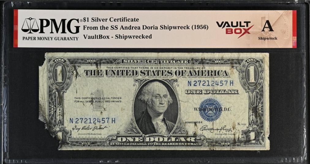 Andrea Doria 1935-1957 $1 Silver Certificate Note PMG Shipwreck "A" Front