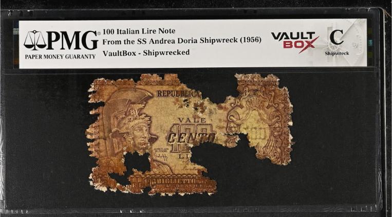 Andrea Doria 100 Italian Lire Note PMG Shipwreck "C" Front
