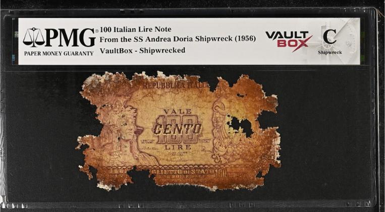 Andrea Doria 100 Italian Lire Note PMG Shipwreck "C" Front
