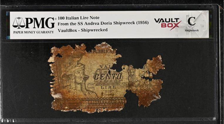 Andrea Doria 100 Italian Lire Note PMG Shipwreck "C" Front