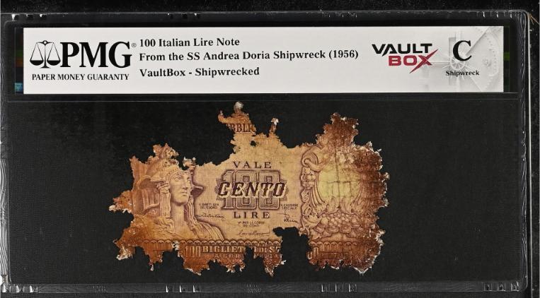 Andrea Doria 100 Italian Lire Note PMG Shipwreck "C" Front