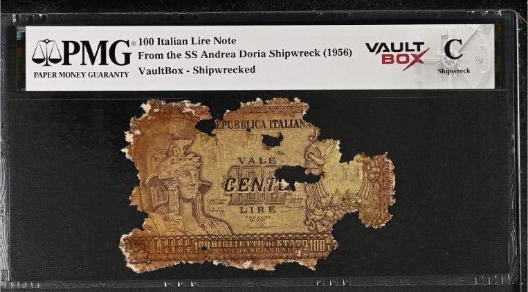 Andrea Doria 100 Italian Lire Note PMG Shipwreck "C" Front