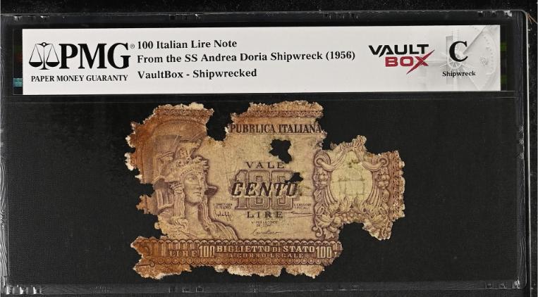 Andrea Doria 100 Italian Lire Note PMG Shipwreck "C" Front