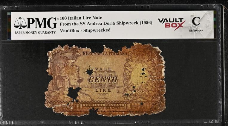 Andrea Doria 100 Italian Lire Note PMG Shipwreck "C" Front