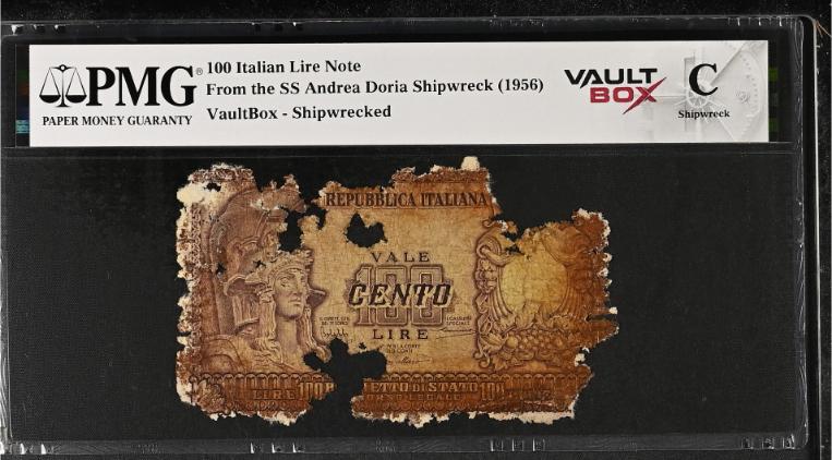 Andrea Doria 100 Italian Lire Note PMG Shipwreck "C" Front