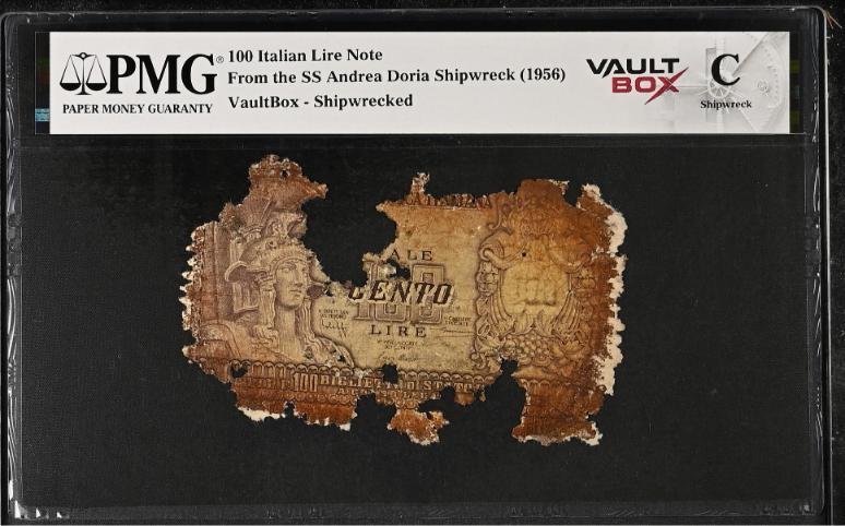 Andrea Doria 100 Italian Lire Note PMG Shipwreck "C" Front