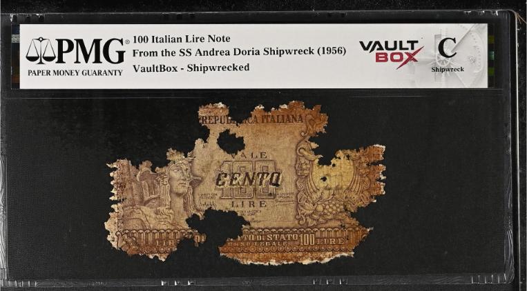 Andrea Doria 100 Italian Lire Note PMG Shipwreck "C" Front