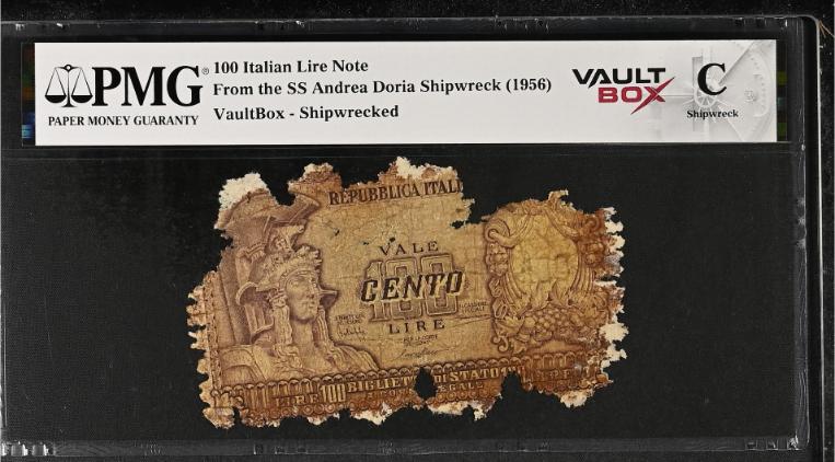 Andrea Doria 100 Italian Lire Note PMG Shipwreck "C" Front