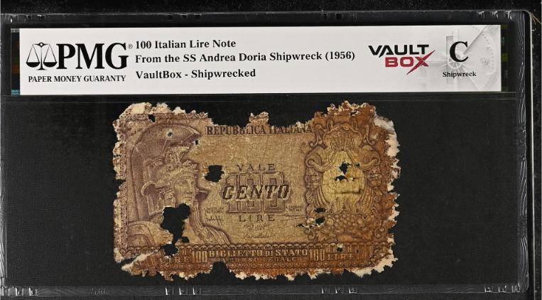 Andrea Doria 100 Italian Lire Note PMG Shipwreck "C" Front