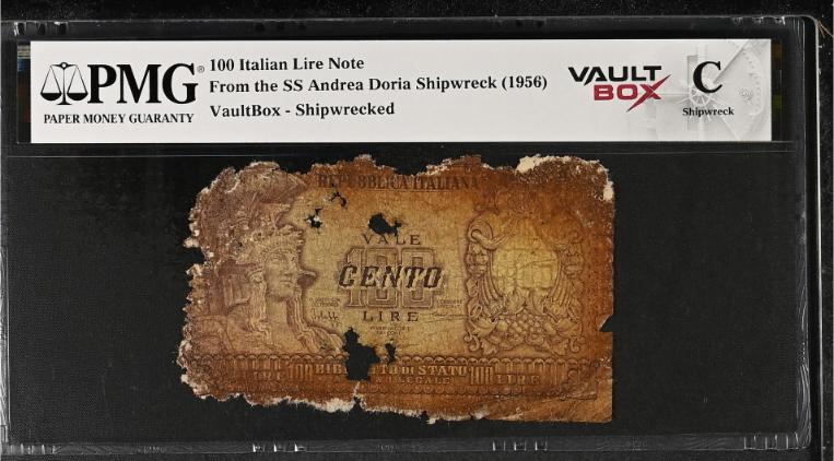 Andrea Doria 100 Italian Lire Note PMG Shipwreck "C" Front