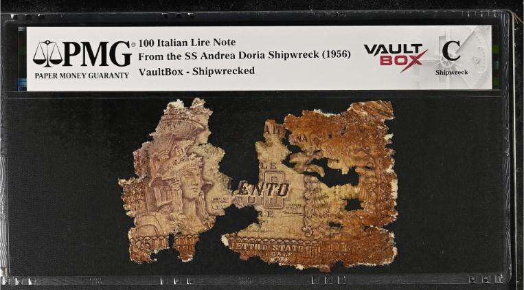 Andrea Doria 100 Italian Lire Note PMG Shipwreck "C" Front