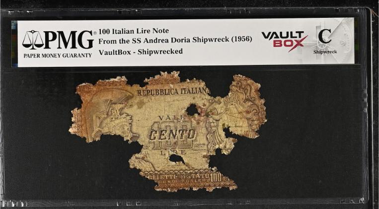 Andrea Doria 100 Italian Lire Note PMG Shipwreck "C" Front