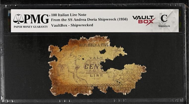 Andrea Doria 100 Italian Lire Note PMG Shipwreck "C" Front