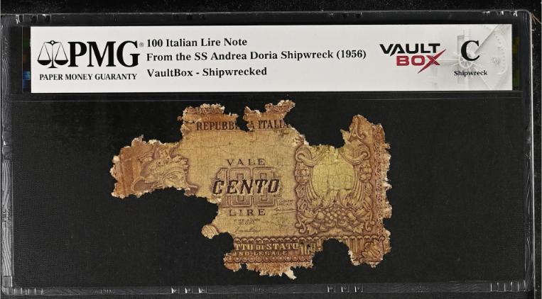 Andrea Doria 100 Italian Lire Note PMG Shipwreck "C" Front