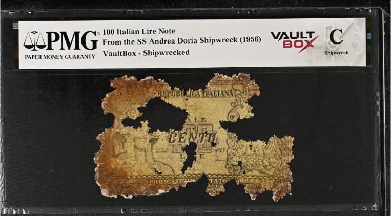 Andrea Doria 100 Italian Lire Note PMG Shipwreck "C" Front