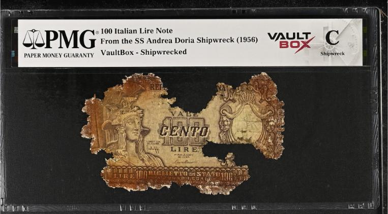 Andrea Doria 100 Italian Lire Note PMG Shipwreck "C" Front