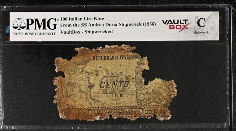 Andrea Doria 100 Italian Lire Note PMG Shipwreck "C" Front