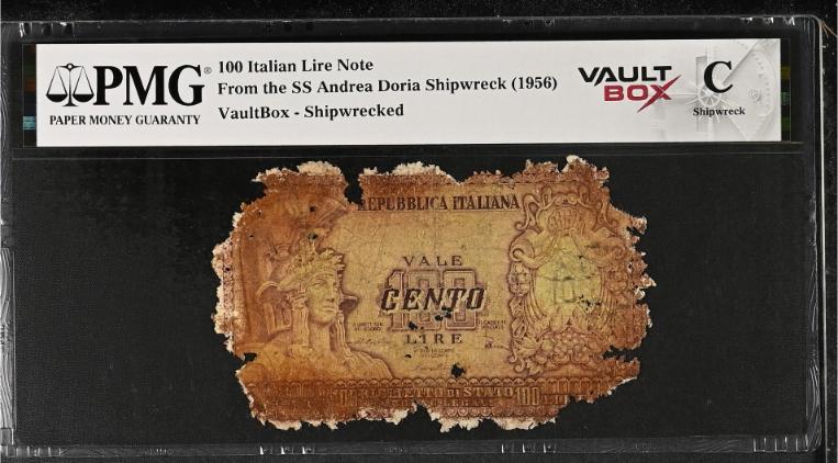 Andrea Doria 100 Italian Lire Note PMG Shipwreck "C" Front
