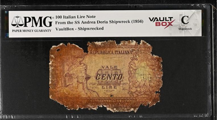 Andrea Doria 100 Italian Lire Note PMG Shipwreck "C" Front