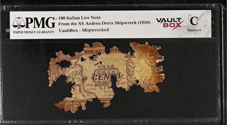 Andrea Doria 100 Italian Lire Note PMG Shipwreck "C" Front
