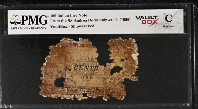 Andrea Doria 100 Italian Lire Note PMG Shipwreck "C" Front