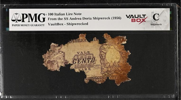Andrea Doria 100 Italian Lire Note PMG Shipwreck "C" Front