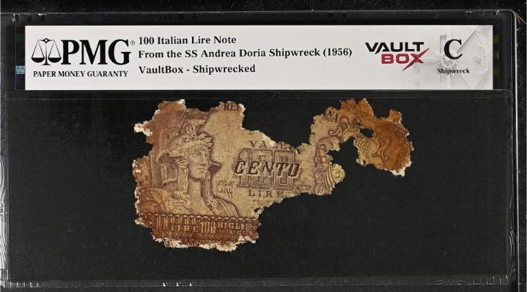 Andrea Doria 100 Italian Lire Note PMG Shipwreck "C" Front