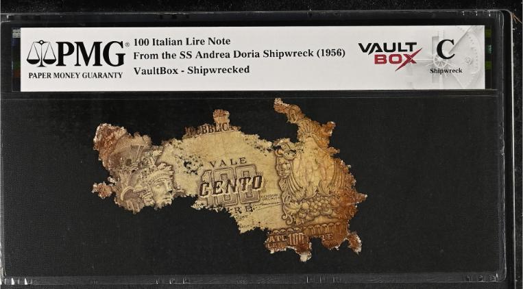 Andrea Doria 100 Italian Lire Note PMG Shipwreck "C" Front