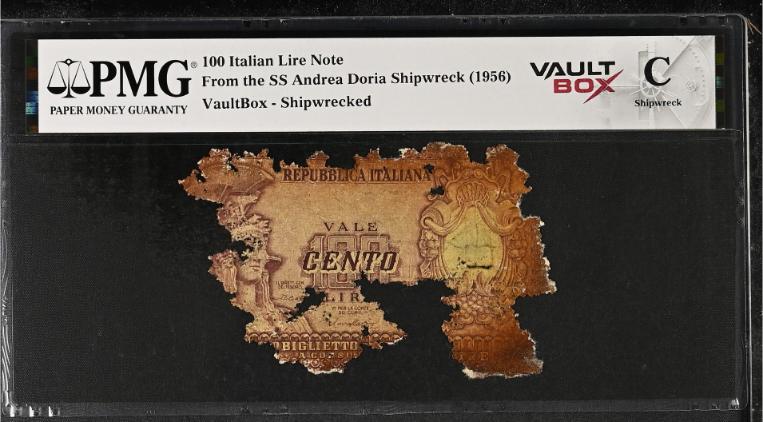 Andrea Doria 100 Italian Lire Note PMG Shipwreck "C" Front