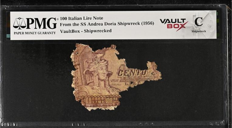 Andrea Doria 100 Italian Lire Note PMG Shipwreck "C" Front