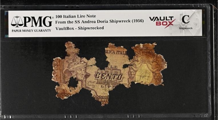Andrea Doria 100 Italian Lire Note PMG Shipwreck "C" Front