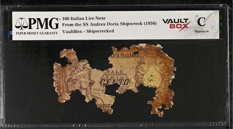 Andrea Doria 100 Italian Lire Note PMG Shipwreck "C" Front