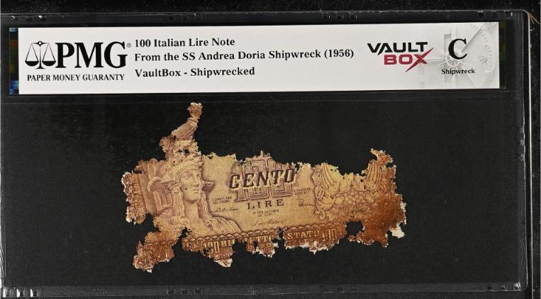 Andrea Doria 100 Italian Lire Note PMG Shipwreck "C" Front
