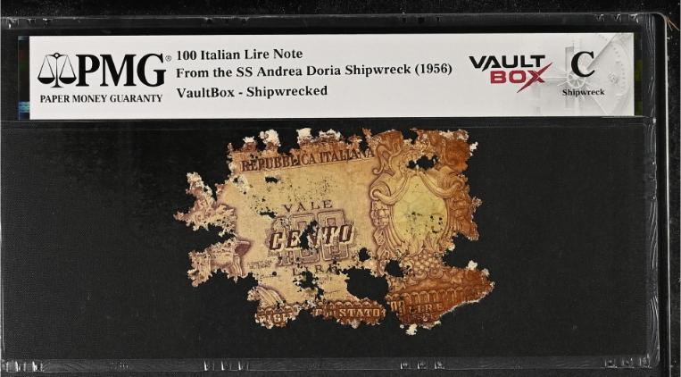 Andrea Doria 100 Italian Lire Note PMG Shipwreck "C" Front