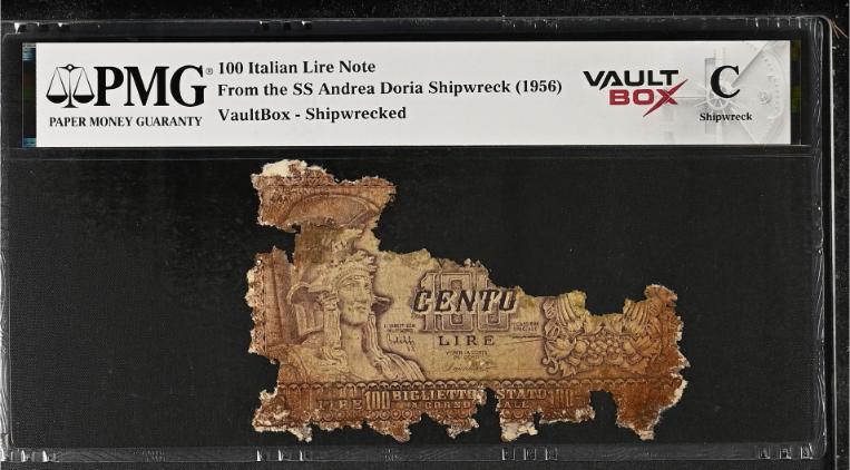 Andrea Doria 100 Italian Lire Note PMG Shipwreck "C" Front