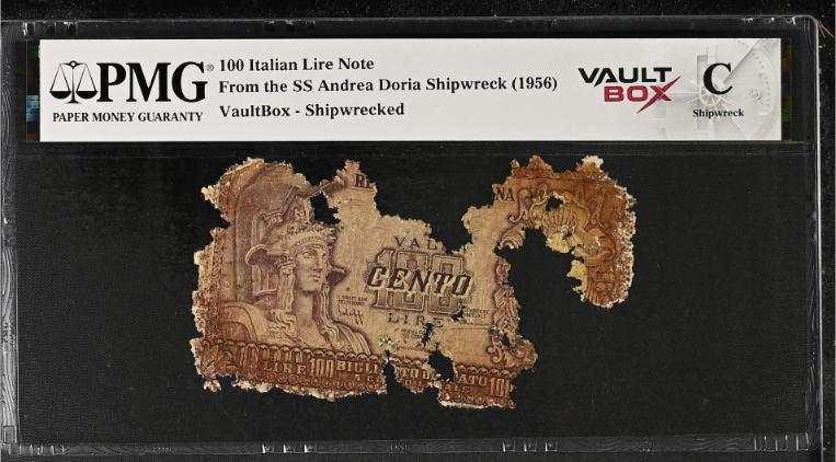 Andrea Doria 100 Italian Lire Note PMG Shipwreck "C" Front