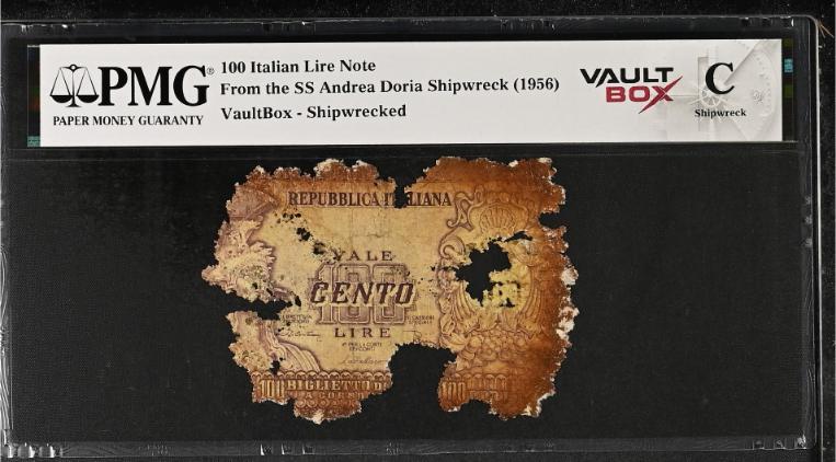 Andrea Doria 100 Italian Lire Note PMG Shipwreck "C" Front