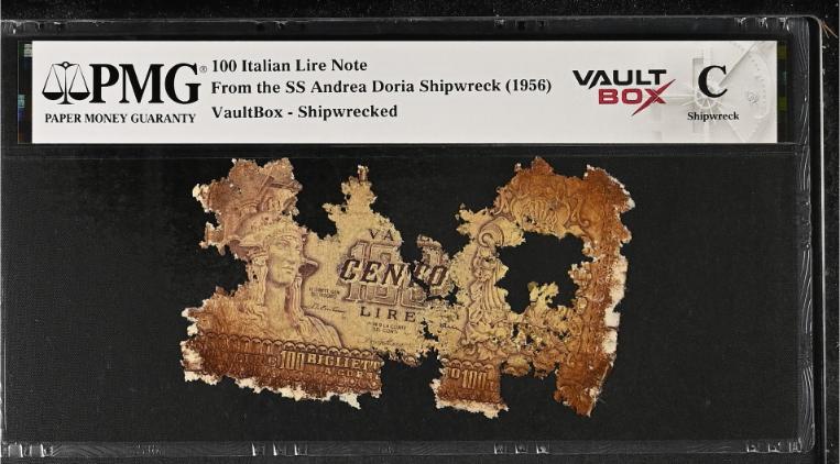 Andrea Doria 100 Italian Lire Note PMG Shipwreck "C" Front