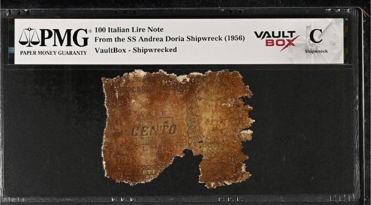 Andrea Doria 100 Italian Lire Note PMG Shipwreck "C" Front