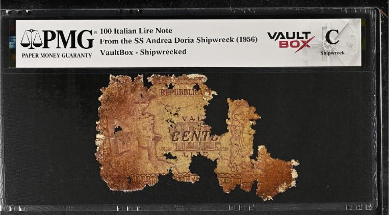 Andrea Doria 100 Italian Lire Note PMG Shipwreck "C" Front