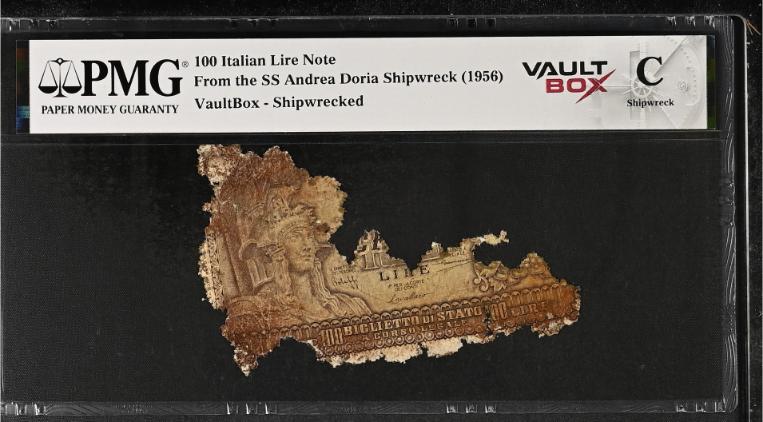 Andrea Doria 100 Italian Lire Note PMG Shipwreck "C" Front