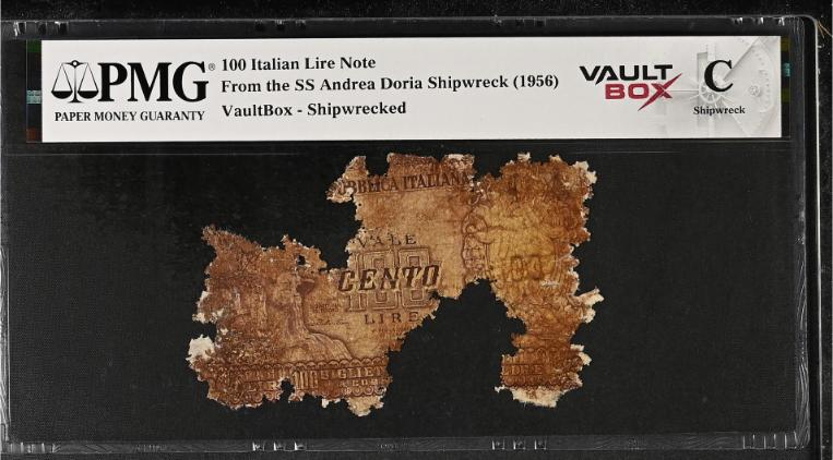 Andrea Doria 100 Italian Lire Note PMG Shipwreck "C" Front