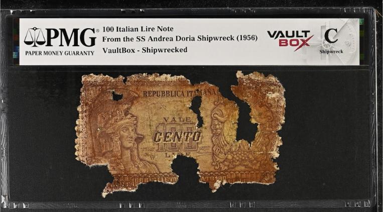 Andrea Doria 100 Italian Lire Note PMG Shipwreck "C" Front