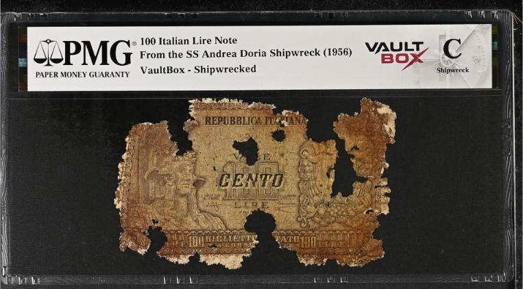 Andrea Doria 100 Italian Lire Note PMG Shipwreck "C" Front