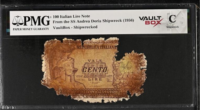 Andrea Doria 100 Italian Lire Note PMG Shipwreck "C" Front