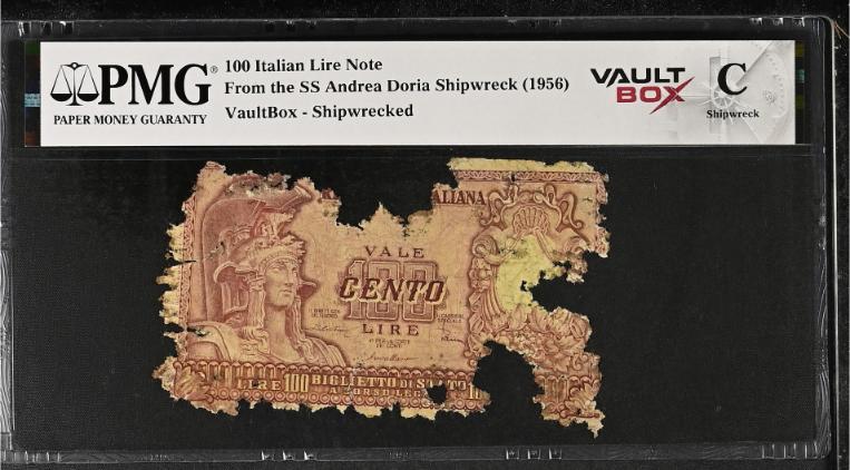 Andrea Doria 100 Italian Lire Note PMG Shipwreck "C" Front