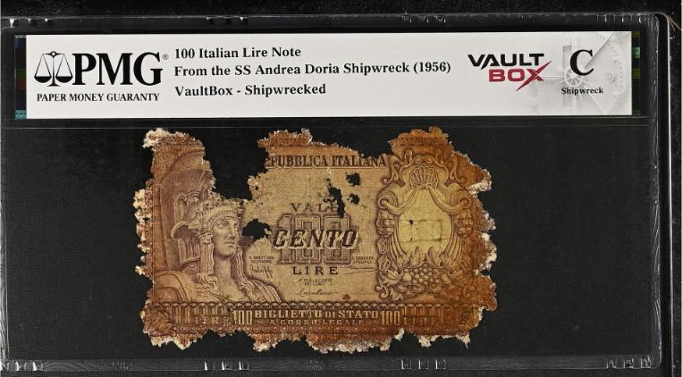 Andrea Doria 100 Italian Lire Note PMG Shipwreck "C" Front